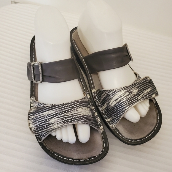 Alegria Karmen Wrapture Grey & White Sandals Size 39 = US 9 - Picture 2 of 11